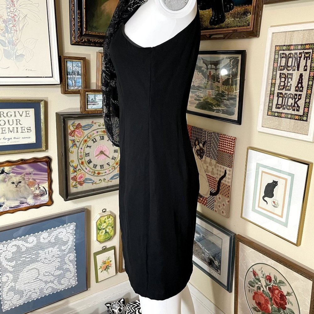 Papell Boutique Evening Black Sleeveless 20's Style Dress with all Over Beading - Picture 7 of 10